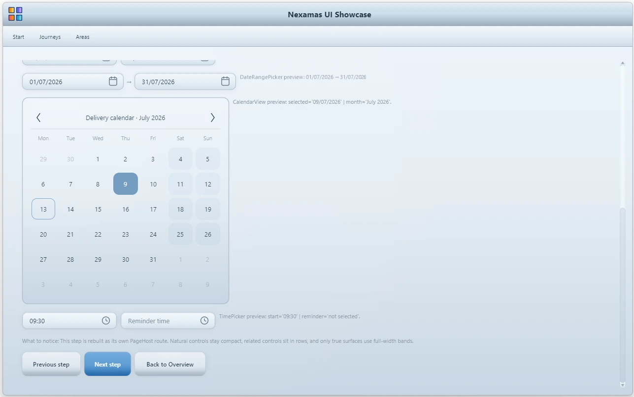 Calendar controls