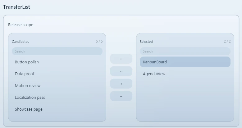 Transfer list workflow